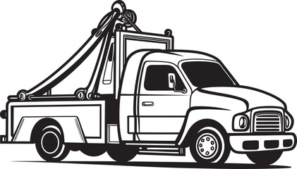 City Cruiser Tow Truck with Iconic Black Emblem Emergency Escort Black Vector Icon on Tow Truck