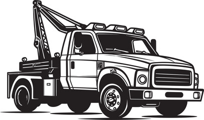 Naklejka premium Roadside Rescue Tow Truck featuring Black Emblem Urban Hero Black Logo Design on Tow Truck