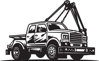 Reliable Recovery Black Logo Design on Tow Truck City Cruiser Tow Truck with Iconic Black Emblem