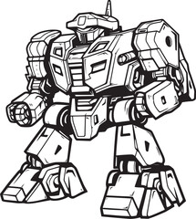 Digital Warfare Transforming Weapon with Striking Black Design Mechanical Mastery Black Vector Logo on Transforming Robot