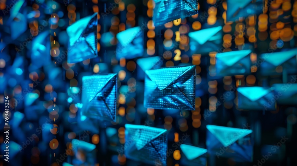 Poster visual representations of email inboxes flooded with unknown or suspicious emails