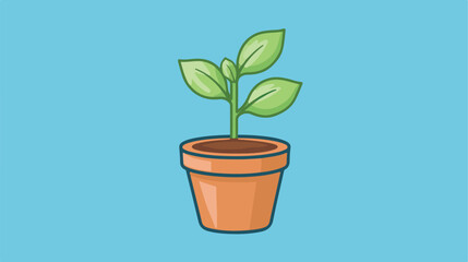 Plant in pot icon image flat cartoon vactor illustr