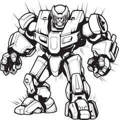 Cybernetic Fusion Robot Morphing into Black Design Tech Arsenal Transforming Weapon with Vector Icon