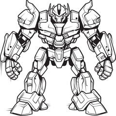 Cybernetic Fusion Robot Morphing into Black Design Tech Arsenal Transforming Weapon with Vector Icon