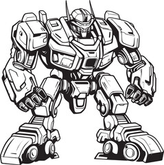 Robotic Revolution Transforming Weapon with Black Design Cybernetic Fusion Robot Morphing into Vector Logo