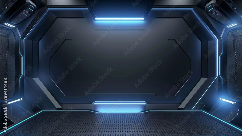 Aufkleber dynamic gray-blue abstract background with illuminated features for product showcase
