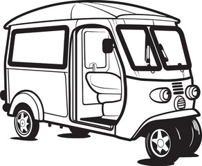 Street Sprinter Black Emblem on Tuk Tuk Rickshaw Downtown Driver Tuk Tuk Rickshaw with Iconic Black Emblem