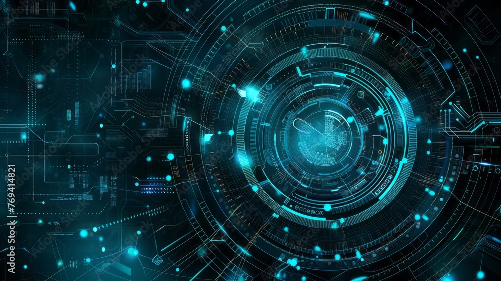 Aufkleber abstract digital technology interface: vibrant vector background with futuristic elements