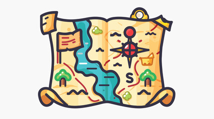 Map with direction to treasure color icon vector.