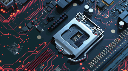 Modern cpu on motherboard socket with copy-