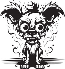 Macabre Cryptic Dog Black Logo Design Weird Undead Hound Black Vector Emblem