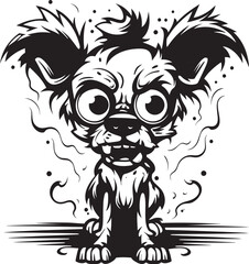 Macabre Cryptic Dog Black Logo Design Weird Undead Hound Black Vector Emblem