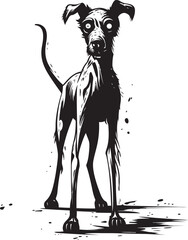 Creepy Mutated Pooch Black Logo Design Emblem Eerie Zombie Pet Black Vector Icon