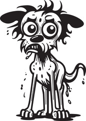 Bizarre Zombie Hound Black Vector Emblem Ghostly Undead Pooch Black Logo Design Icon