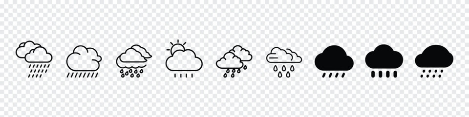 Rain Icon,  Cloud rain icon, Hard Rain Icon, Rain Icon. Raining Symbol, cloud icon, Heavy rain vector icon on white background - obrazy, fototapety, plakaty