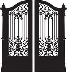 Rustic Bi Fold Garden Door Black Vector Emblem Majestic Iron Bi Fold Gate Black Logo Design Icon