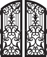 Timeless Iron Bi Fold Door Black Emblem Icon Charming Garden Gate Black Vector Logo Design Icon