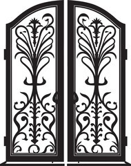 Elegant Bi Fold Garden Access Sleek Black Vector Luxury Iron Bi Fold Gate Black Logo Design Icon