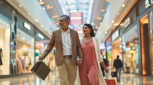Shopping Spree A Couple Strolls Through the Mall Generative AI