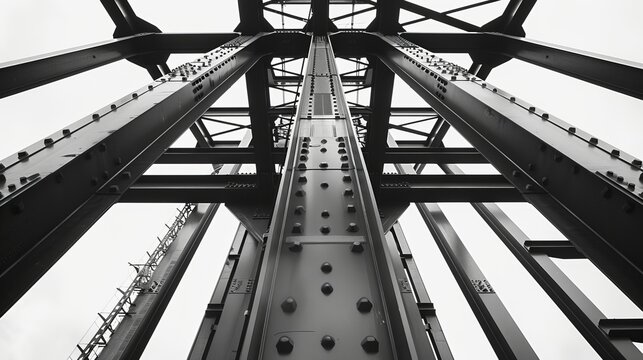 Image in black and white showing the steel structure used in building construction