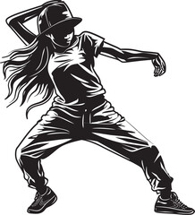 Vibrant Young Street Icon Black Vector Logo Spirited Urban Dance Sensation Black Emblem