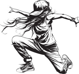 Fierce Female Hip Hop Queen Black Vector Icon Dynamic Modern Street Performer Black Logo Design