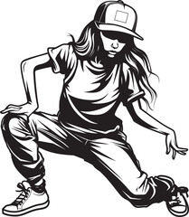 Vibrant Female Hip Hop Maven Black Emblem Spirited Urban Dance Queen Black Vector Logo Design