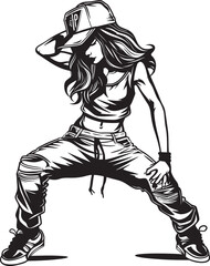 Dynamic Urban Dance Star Black Vector Emblem Chic Young Street Maven Black Logo Icon