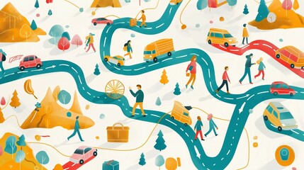 A Person Walking With A Steep Mountain. A Customer Journey Concept.