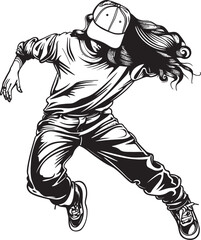 Contemporary Urban Dance Icon Black Vector Emblem Trendy Female Street Performer Black Logo Icon