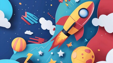 A Rocket Flying Through The Sky. 