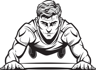 Power Push Young Athletes Push Up Discipline Black Vector Design Dynamic Determination Males Push Up Persistence Black Emblem Icon