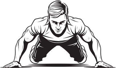 Strength Strides Young Athletes Push Up Drive Black Vector Design Dynamic Dedication Males Push Up Performance Black Icon Emblem