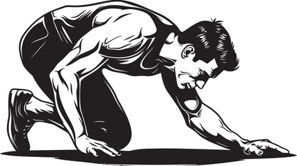Dynamic Fitness Male Athletes Push Up Performance Black Logo Icon Energetic Endeavor Youths Push Up Journey Black Vector Design