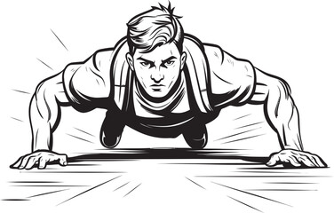 Muscle Mastery Males Push Up Expertise Black Logo Vector Active Progression Young Athletes Push Up Growth Black Vector Icon