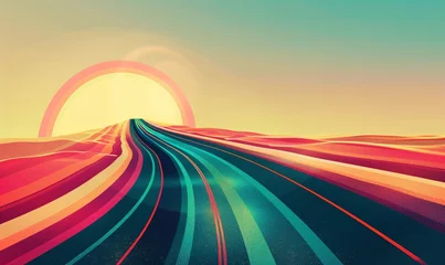 Rolgordijnen Rainbow Road A Colorful Journey Through the Months Generative AI © Riya