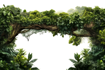 Enchanted Forest Alive With Vibrant Trees and Lush Plants. On a White or Clear Surface PNG Transparent Background.