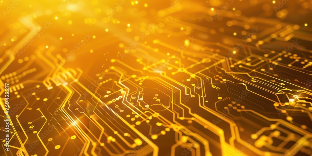 Aufkleber abstract tech futuristic innovative concept background with technology pattern yellow