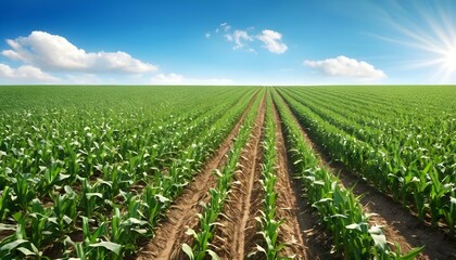 Fototapeta na wymiar Beautiful shot of cornfield with a blue sky