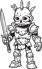 Doomed Crusader Zombie Knight Soldier Black Vector Design Macabre Guardian Zombie Knight Soldier Black Emblem Icon