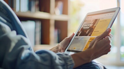 A digital learning platform accessible on a tablet device.