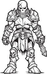 Necrotic Guardian Zombie Knight Soldier Black Logo Icon Ghostly Protector Zombie Knight Soldier Black Emblem Design