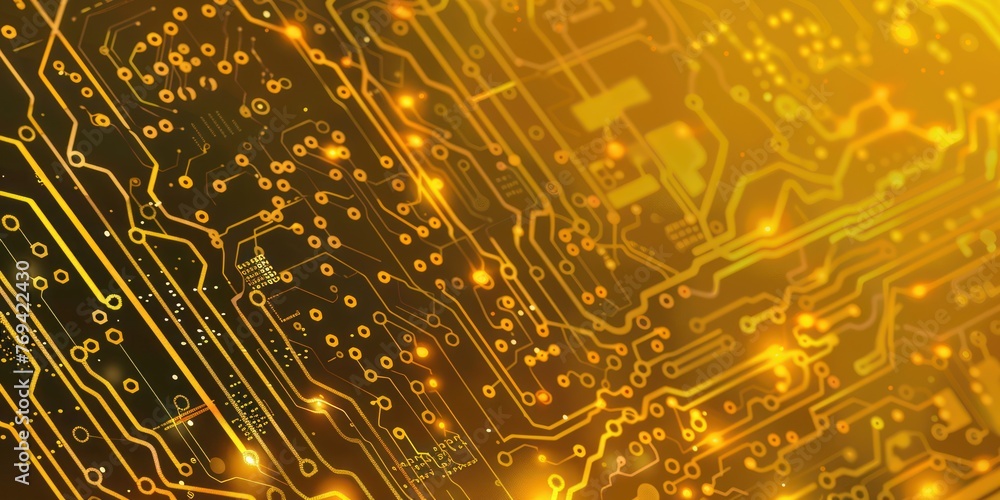Aufkleber abstract tech futuristic innovative concept background with technology pattern yellow