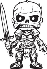 Graveyard Guardian Zombie Knight Soldier Black Vector Design Cursed Warden Zombie Knight Soldier Black Emblem Logo