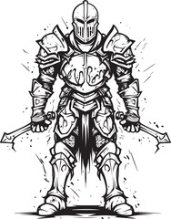 Fototapeta na wymiar Soulless Defender Zombie Knight Soldier Black Logo Icon Grim Warden Zombie Knight Soldier Black Emblem Design