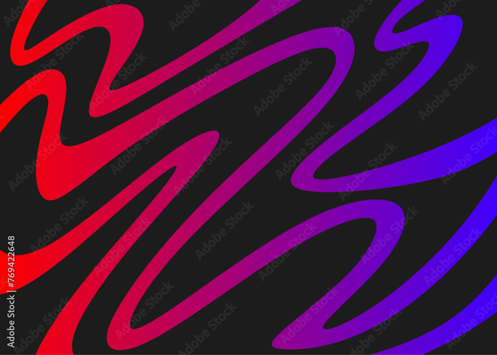 Poster abstract background with gradient wavy curly lines pattern