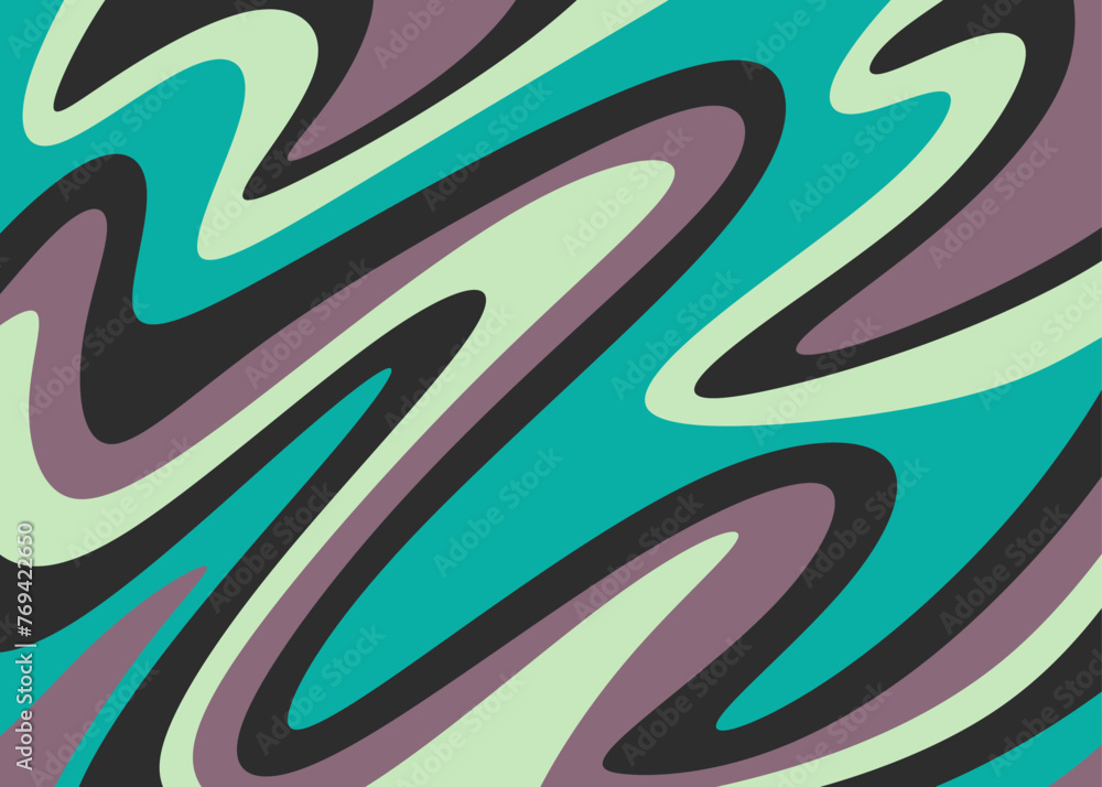 Poster abstract background with colorful wavy curly lines pattern