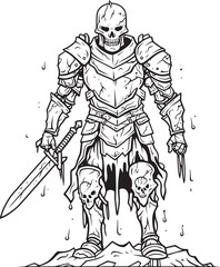 Wraith Crusader Zombie Knight Soldier Black Logo Icon Macabre Sentinel Zombie Knight Soldier Black Emblem Design