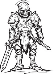 Fototapeta na wymiar Cursed Sentinel Zombie Knight Soldier Black Logo Icon Necrotic Warden Zombie Knight Soldier Black Emblem Design