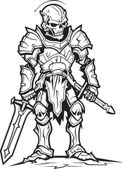 Cursed Sentinel Zombie Knight Soldier Black Logo Icon Necrotic Warden Zombie Knight Soldier Black Emblem Design